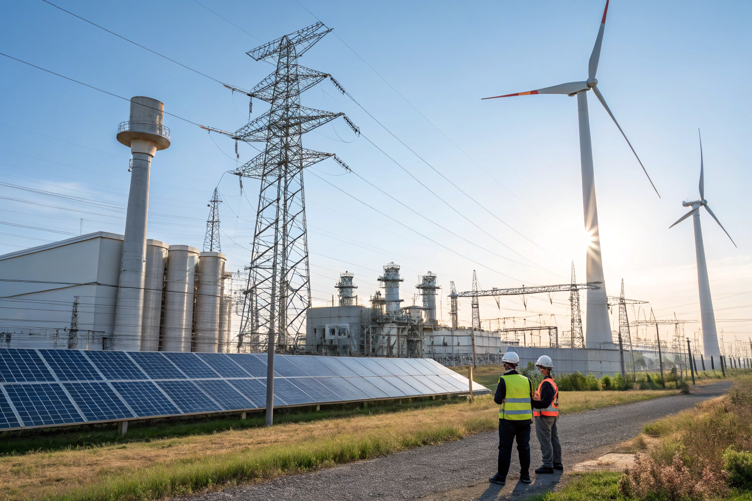 a photorealistic modern power and energy facility