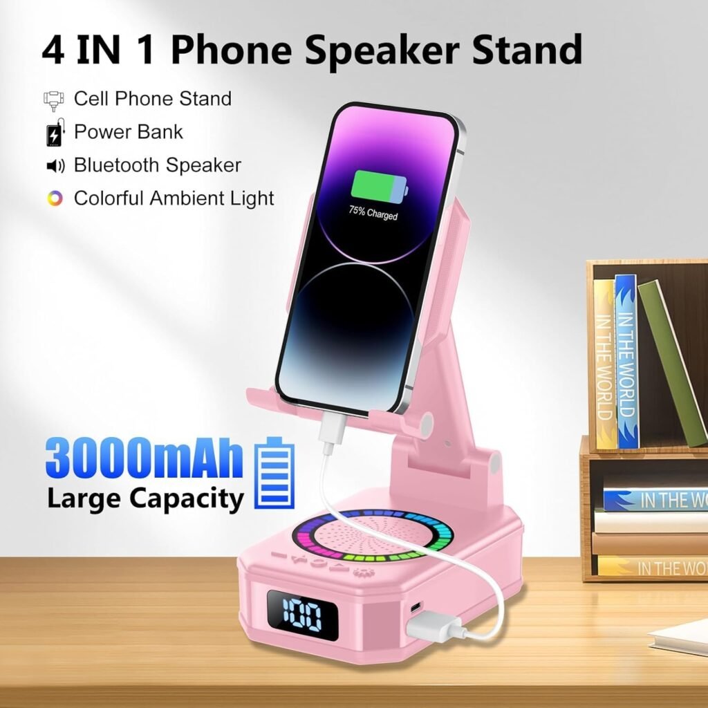 Cell Phone Stand with Wireless Bluetooth Speaker