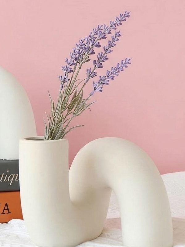White Ceramic Flower Vase for Decor