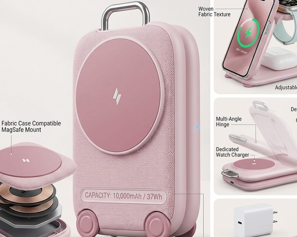 Portable Fast Wireless Charging Station for Apple Devices