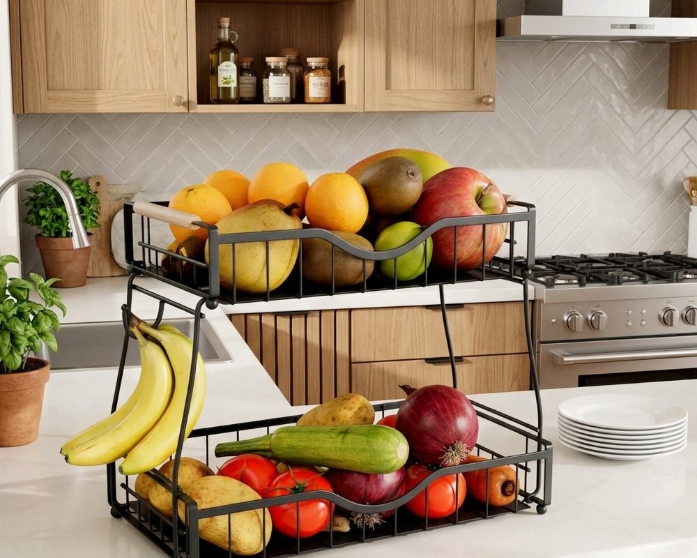 Fruit Basket for Kitchen Countertop