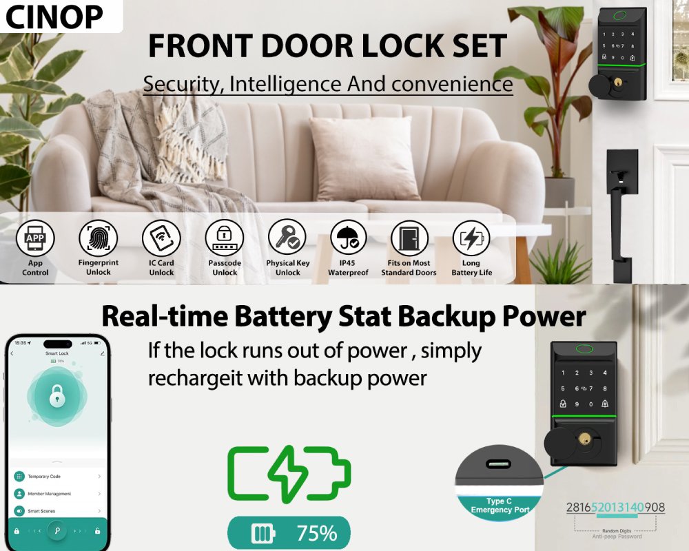 WiFi Front Door Lock Electronic Screen