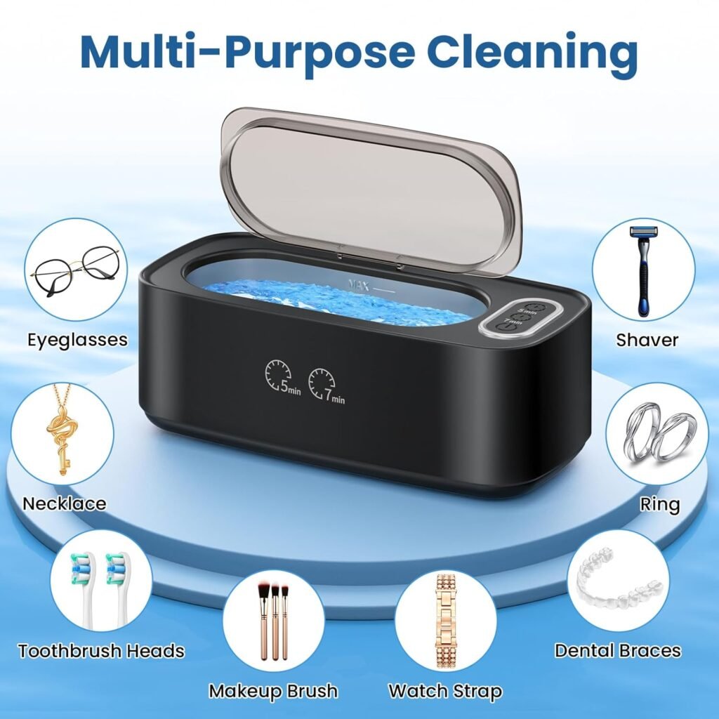 
Ultrasonic Cleaner, 48kHz Professional Ultrasonic Jewelry Cleaner for Eyeglasses, Jewelry, Rings, Watch Straps, Dentures and More
