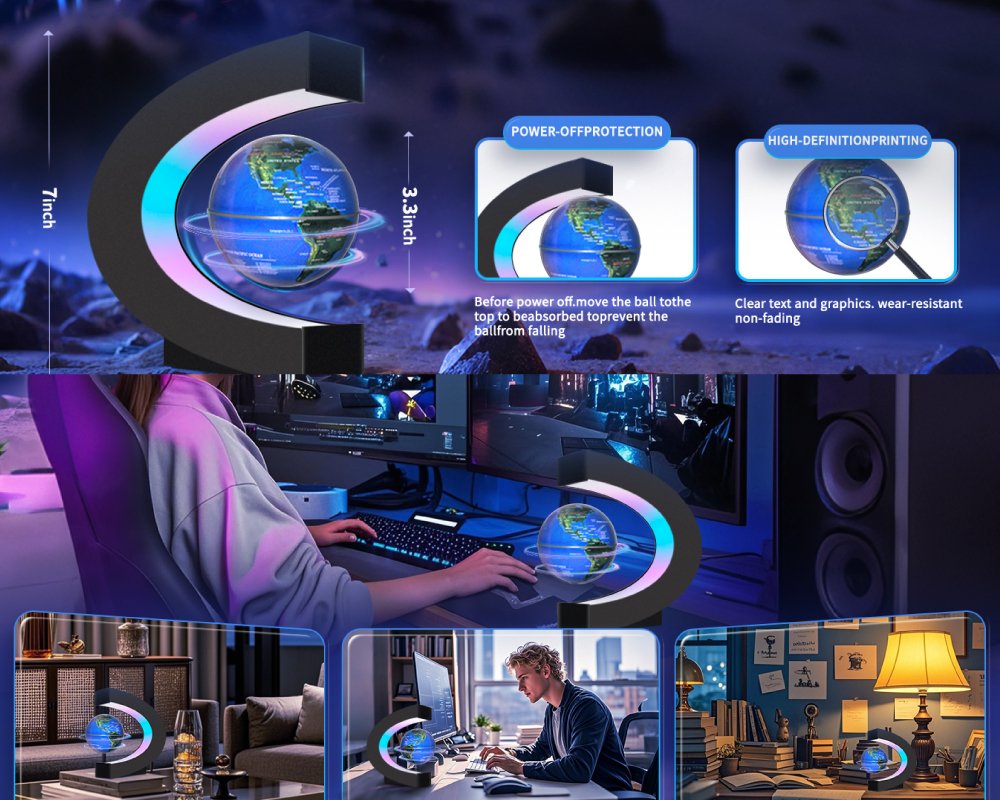 Magnetic Levitating Floating Globe with LED Lights