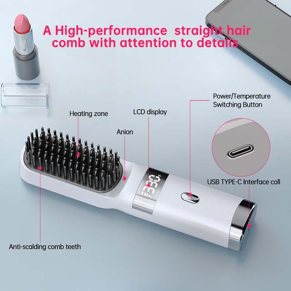 portable cordless hair straightener brush