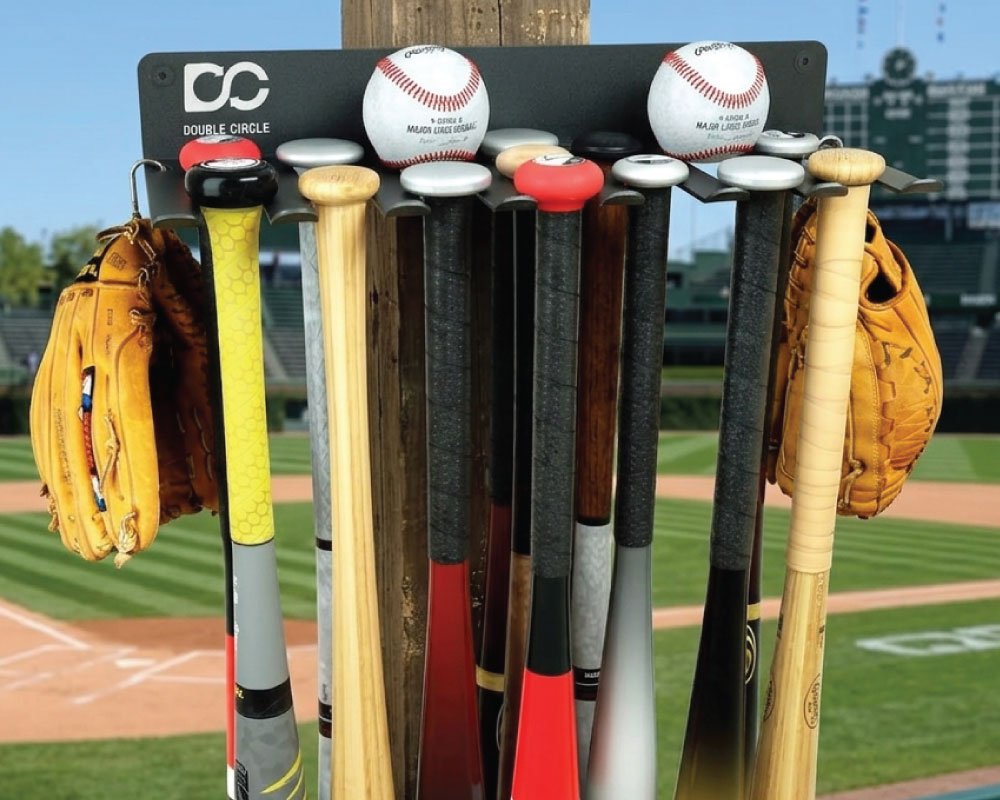 Double Circle Baseball Bat Rack