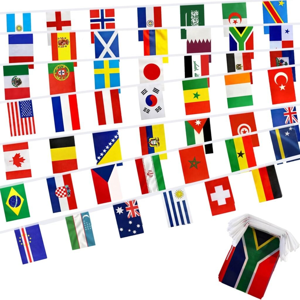 2026 World Cup Team Flags Banner String 48 Countries Flags Banner Set for World Cup Soccer